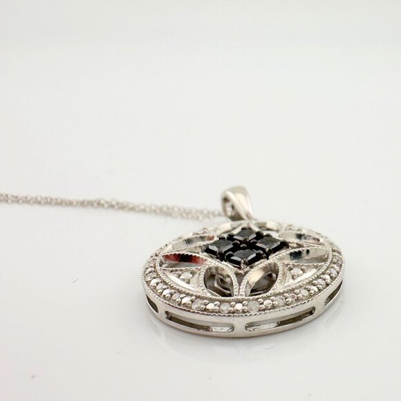 Elegant 1/2 Ct Black and White Diamond Sheath Necklace in Sterling Silver - Picture 9 of 11